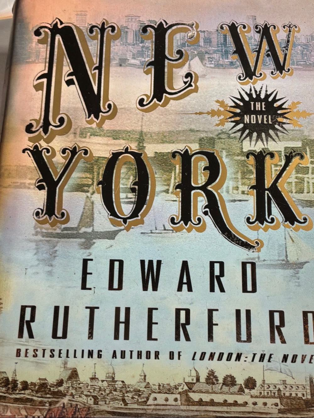New York Decorative Hardcover Book Cover - Pale Blue & Gold Accents